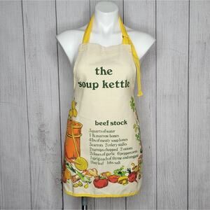 Vintage 70s The Soup Kettle Beef Stock Recipe Apron